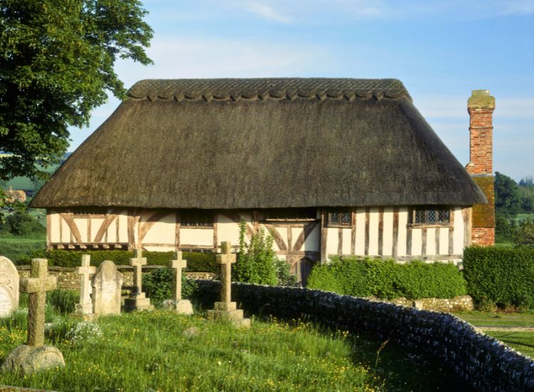 The exterior of Alfriston Clergy House, an old Wealden Wall House